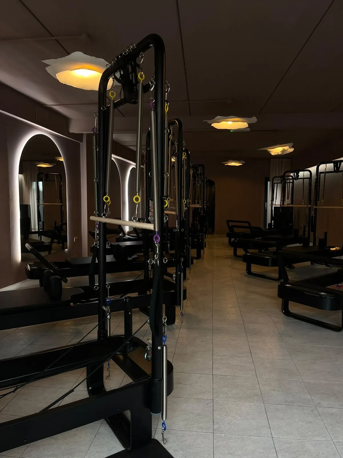 A row of tower reformers with springs and push-through bars in the Newbridge studio
